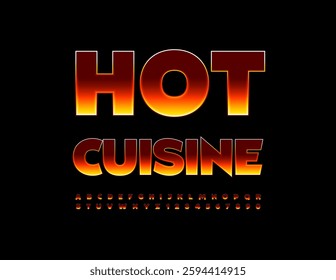 Vector Flaming Advertisement Hot Cuisine. Trendy Fire Font. Burn Effect Alphabet Letters and Numbers set.