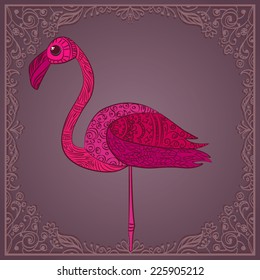 vector flamingo with abstract feathers