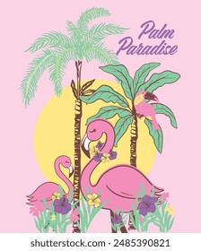 Vector flamingo illustration for t-shirt prints, posters and other uses.