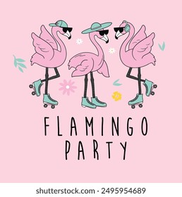 Vector flamingo illustration for t-shirt prints, posters and other uses.