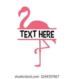 Vector Flamingo Name Frame on White Background