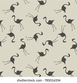 Vector flamingo pattern. African pink bird on long legs seamless decoration. Exotic trendy tropical wildlife paradise print