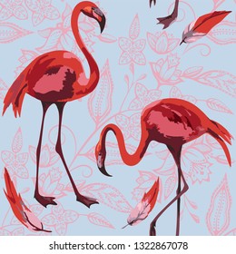 Vector flamingo pattern. Ethnic seamless pattern ornament. Vector pattern. 