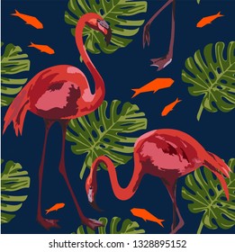 Vector flamingo pattern. Ethnic seamless pattern ornament. Vector pattern. 