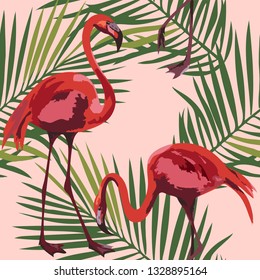 Vector flamingo pattern. Ethnic seamless pattern ornament. Vector pattern. 