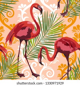 Vector flamingo pattern. Ethnic seamless pattern ornament. Vector pattern. 