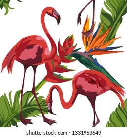 Vector flamingo pattern. Ethnic seamless pattern ornament. Vector pattern. 