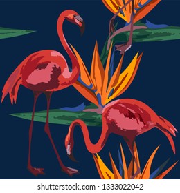 Vector flamingo pattern. Ethnic seamless pattern ornament. Vector pattern. 