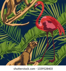 Vector flamingo pattern. Ethnic seamless pattern ornament. Vector pattern. 