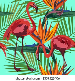 Vector flamingo pattern. Ethnic seamless pattern ornament. Vector pattern. 