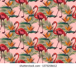 Vector flamingo pattern. Ethnic seamless pattern ornament. Vector pattern. 