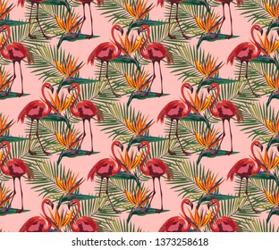Vector flamingo pattern. Ethnic seamless pattern ornament. Vector pattern. 