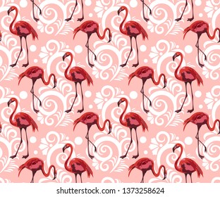 Vector flamingo pattern. Ethnic seamless pattern ornament. Vector pattern. 