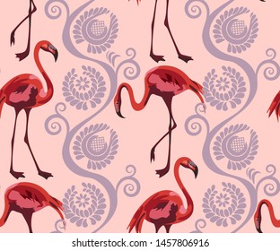 Vector flamingo pattern. Ethnic seamless pattern ornament. Vector pattern. 