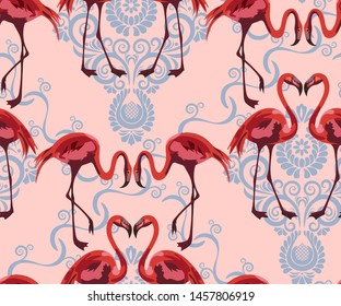 Vector flamingo pattern. Ethnic seamless pattern ornament. Vector pattern. 