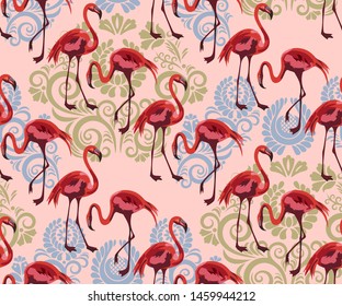 Vector flamingo pattern. Ethnic seamless pattern ornament. Vector pattern. 