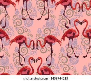 Vector flamingo pattern. Ethnic seamless pattern ornament. Vector pattern. 