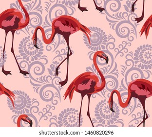 Vector flamingo pattern. Ethnic seamless pattern ornament. Vector pattern. 