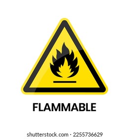 Vector Flammable , hazard warning sign flammable icon isolated on white background.