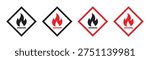 Vector Flammable Warning Hazard Icon Set