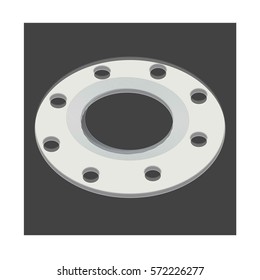Vector flange in white metal on a dark background