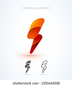 Vector flash logo template. Material design, flat, origami paper, 3d, line art styles collection. Swirl