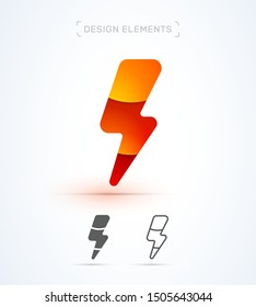 Vector flash logo template. Material design, flat, origami paper, 3d, line art styles collection