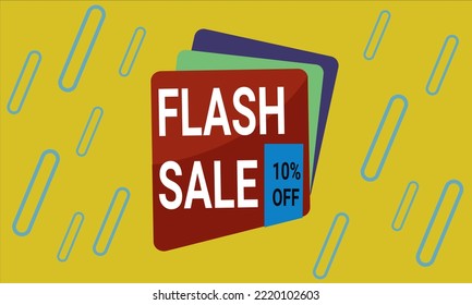 Vector Flash Sale 10 % Off  Banner. Vintage Poster Design Style. Flash Sale Discount 10% Banner Template For Business