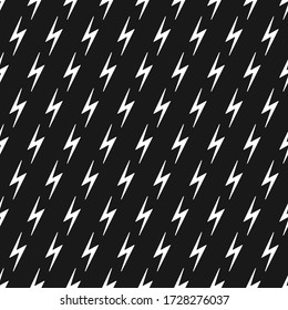 Vector flash seamless pattern. Artistic black and white design. Dark endless thunderbolt background.