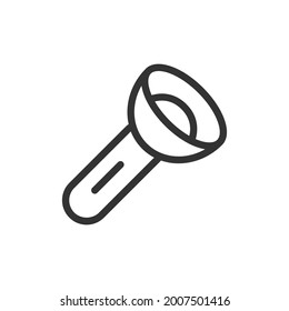 Vector flashlight line icon. Symbol in trendy outline style. Vector illustration isolated on a white background.