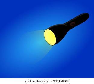 Vector flashlight on blue background. EPS10.