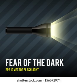 Vector flashlight on dark striped background