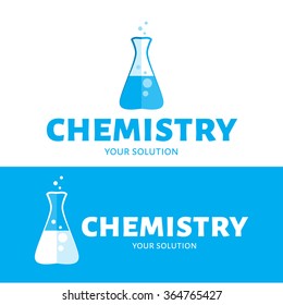 Vector flask with liquid logo. Brand logo chemistry