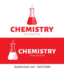 Vector flask with liquid logo. Brand logo chemistry