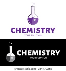 Vector flask logo. Brand logo in the form of a chemical test tube