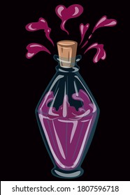 Vector flask with magic potion sketch illustration for print, web, mobile and infographics isolated.