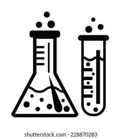 Vector flask and test tube black icon