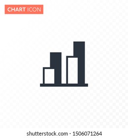 Vector flat 3d bar chart diagram illustration. Simple black color icon isolated on white to transparent background. Concept of finance statistics, analytics. Design element for ui, report, web