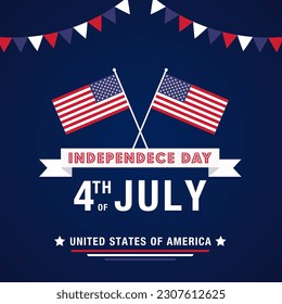 Vector flat 4th of July - American independence day illustration