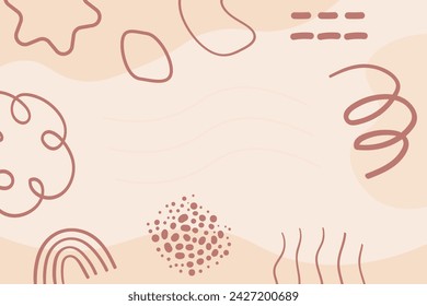 Vector flat abstract bohemian doodle background template