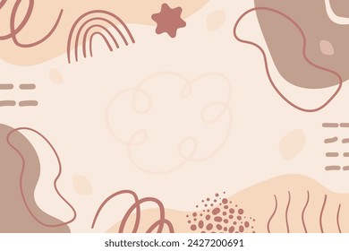 Vector flat abstract bohemian doodle background template