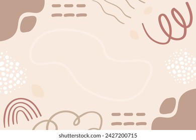 Vector flat abstract bohemian doodle background template