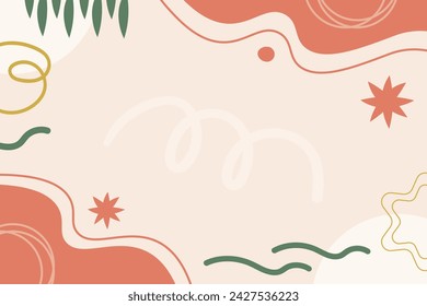 Vector flat abstract bohemian doodle background template