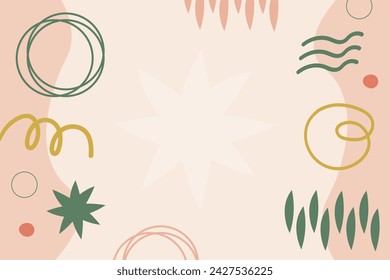 Vector plano abstracto bohemio doodle plantilla de fondo