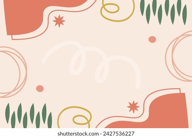 Vector flat abstract bohemian doodle background template