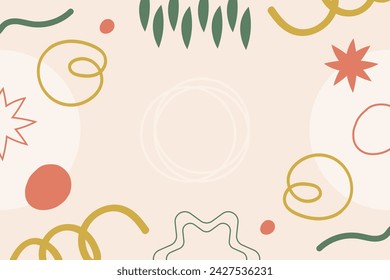 Vector plano abstracto bohemio doodle plantilla de fondo