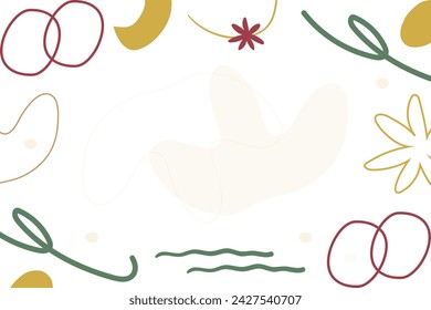 Vector flat abstract bohemian doodle background template