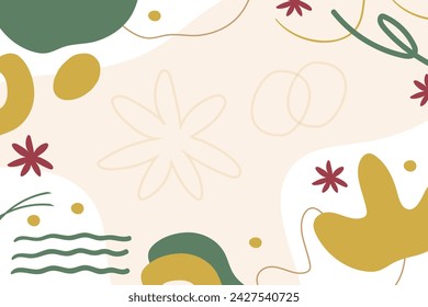 Vector flat abstract bohemian doodle background template