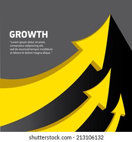vector flat abstract Business graph and chart on black background. vector golden grow up arrow.