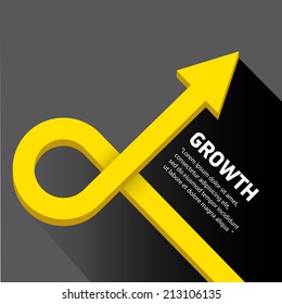 vector flat abstract Business graph and chart on black background. vector golden grow up arrow.